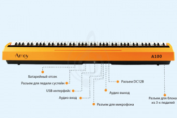 Цифровое пианино Amoy A100OR - Пианино цифровое, 88 клавиш, цвет оранжевый - фото 3