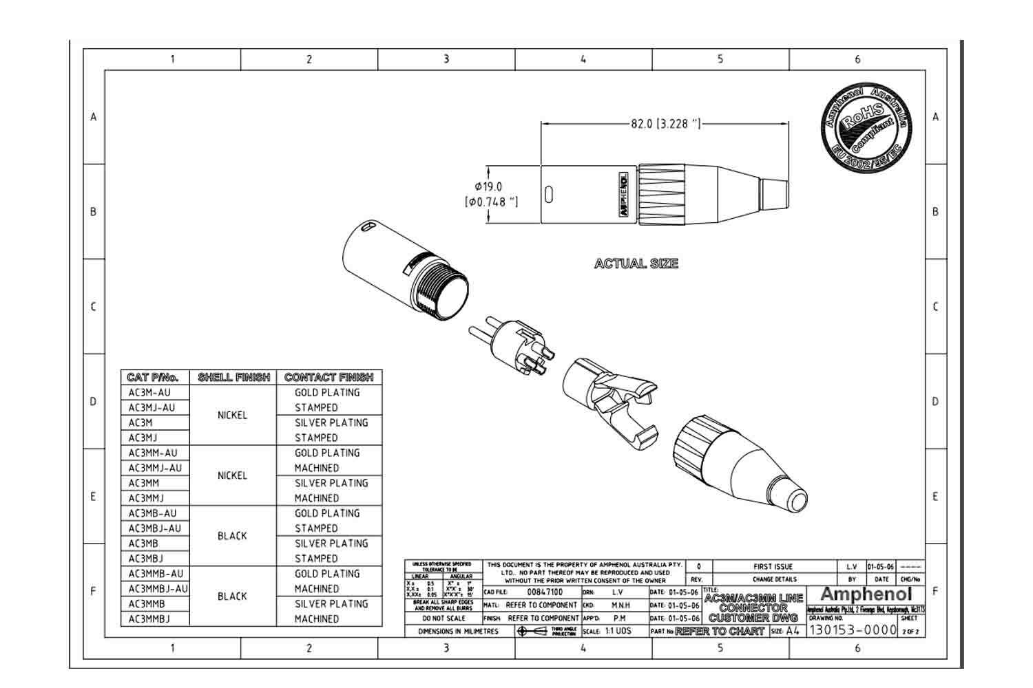 Разъем XLR AMPHENOL AC3MB - Разъем XLR - фото 1