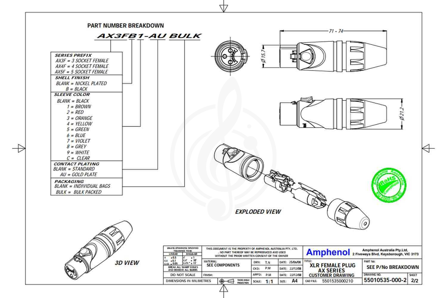 Разъем XLR AMPHENOL AX5F - Разъем XLR - фото 2