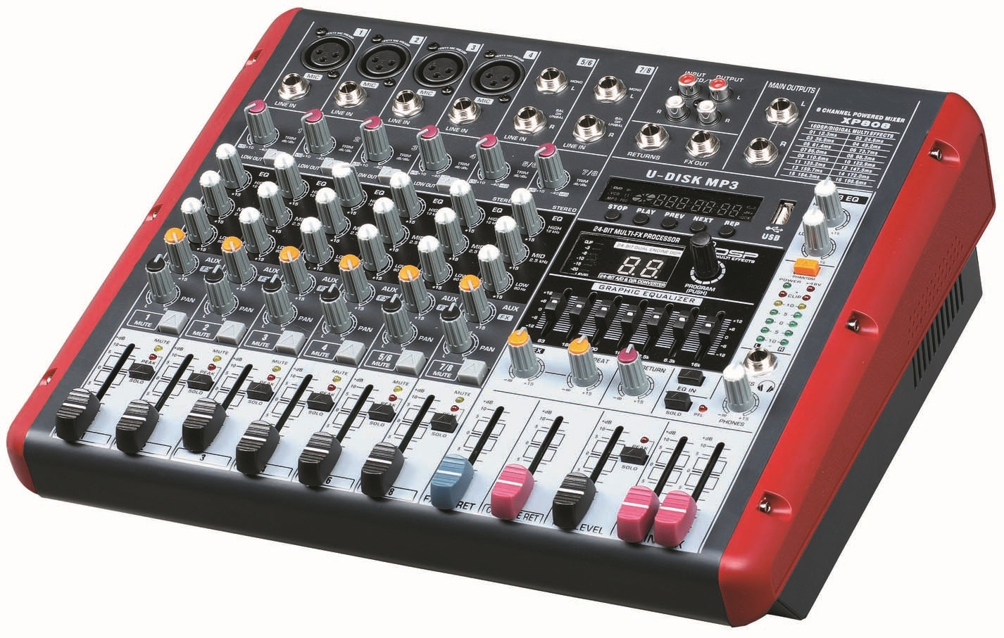 Аналоговый микшер ART WIZARD XP808 - Активный микшерный пульт - фото 1