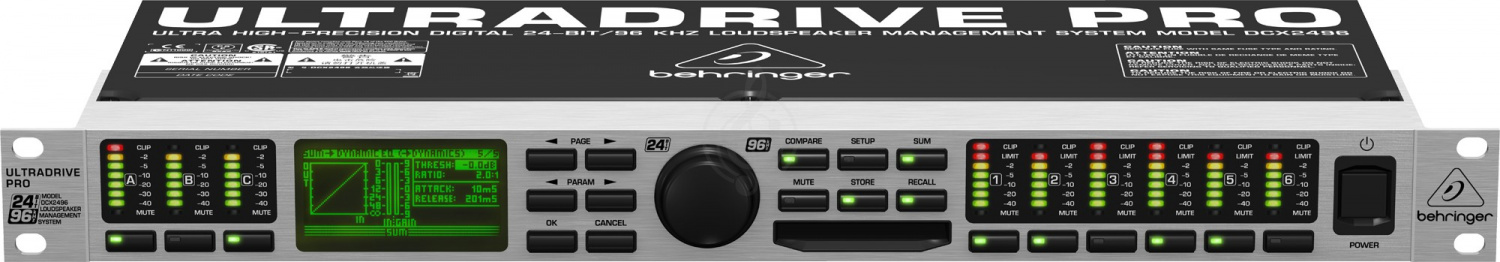 Аудиопроцессор Behringer DCX2496 ULTRA-DRIVE PRO - процессор, 3 ан.входа (1-AES/EBU),6 аналог.выхода,24-бит/96 кГц  - фото 2