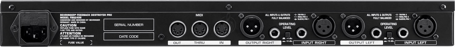 Подавитель обратной связи Behringer FBQ2496 - подавитель обратной связи, 20 FBQ-фильтров на канал, 96 кГц - фото 2