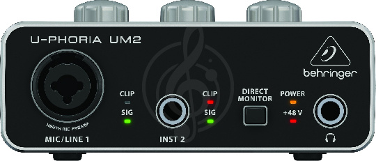  BEHRINGER UM2 Аудиофил 2x2 USB аудио интерфейс с микрофонным предусилителем XENYX, фантомное питание - фото 1
