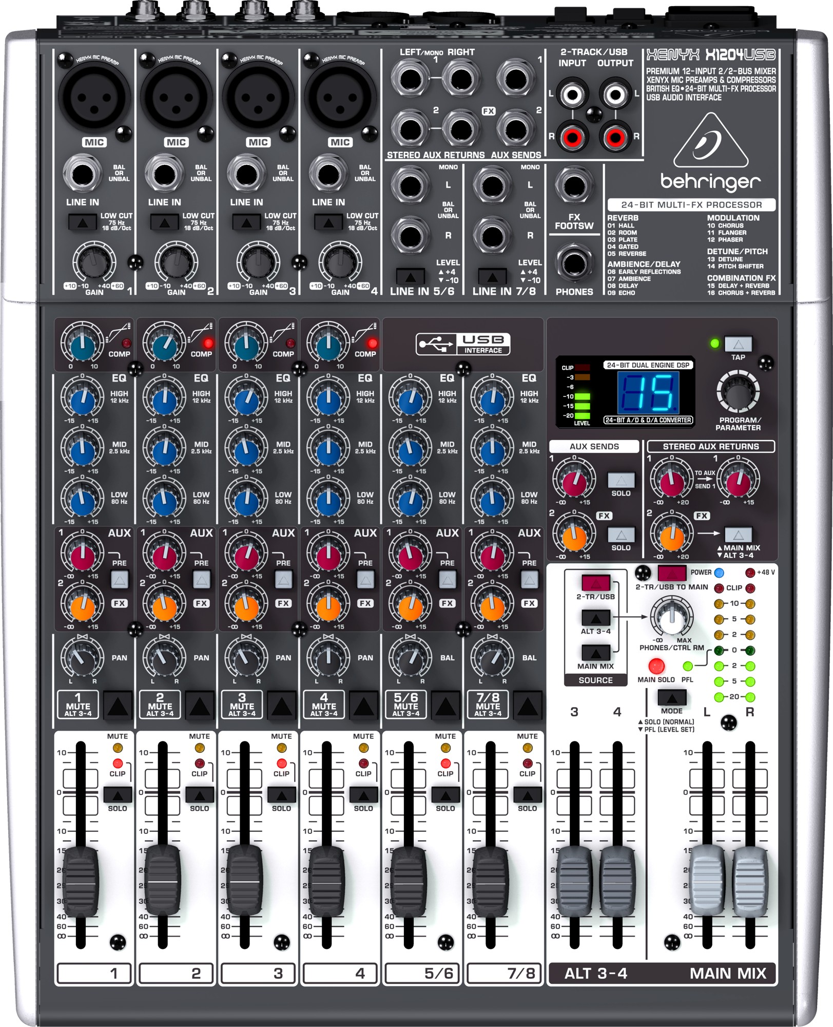 Аналоговый микшер Behringer Xenyx X1204USB-EU Микшерный пульт - фото 1