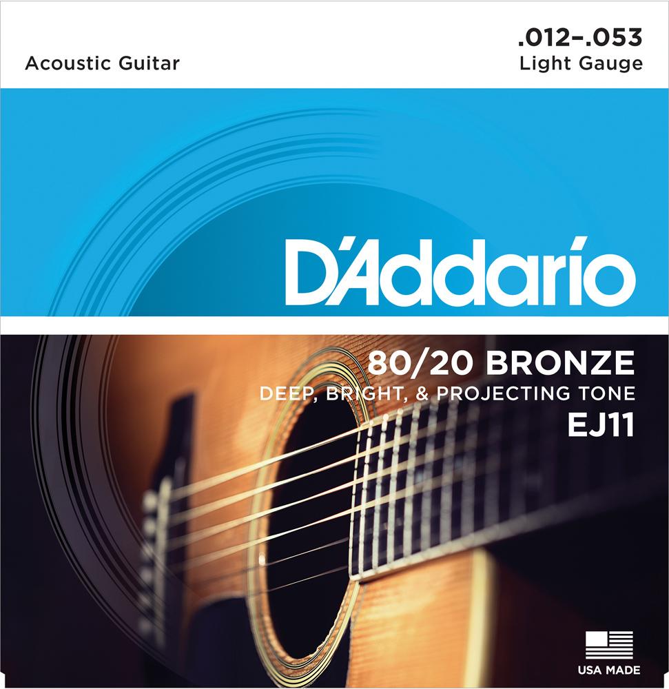 Струны для акустической гитары D`Addario EJ11 - Струны для акустической гитары бронза Light 12-53 - фото 1