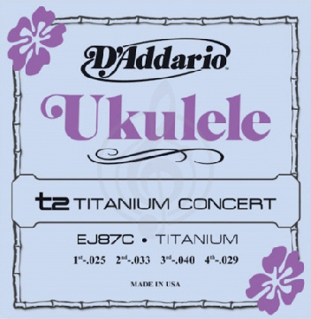 Струны для укулеле концерт D'Addario EJ87C Titanium Комплект струн для концертного укулеле, Толщины струн: 28-40 - фото 1