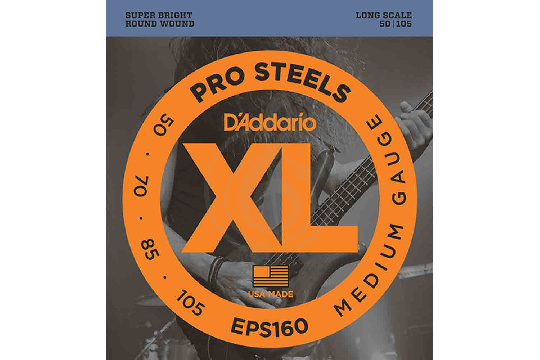 Струны для бас-гитары D'Addario EPS160- струны для 4 стр.БАС-гит, ProSteels/Long, 50-135 - фото 1