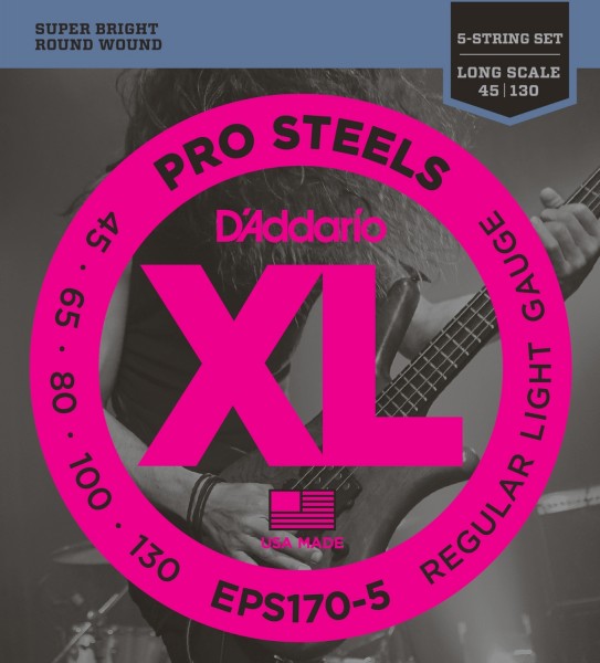 Струны для бас-гитары D'Addario EPS170-5 - Струны для 5-струнной бас-гитары 45-130 - фото 1