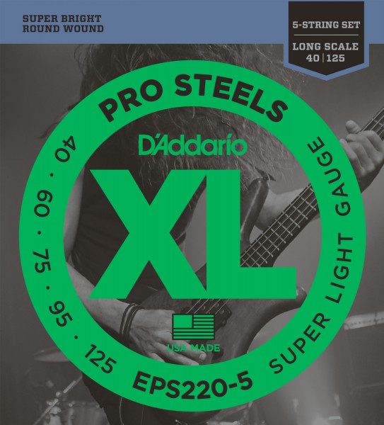 Струны для бас-гитары D'Addario EPS220-5 - струны для 5-стр. БАС-гит, Long, 40-125 - фото 1