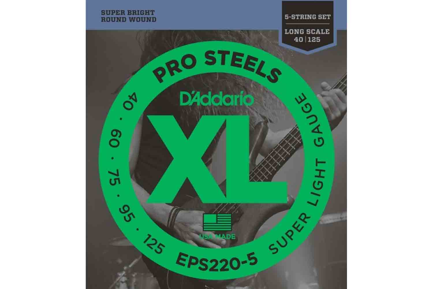 Струны для бас-гитары D'Addario EPS220-5 - струны для 5-стр. БАС-гит, Long, 40-125 - фото 2
