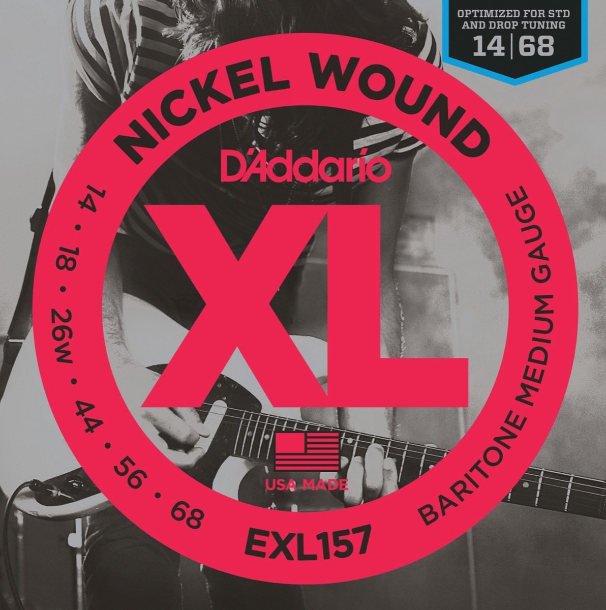 Струны для электрогитары D`Addario EXL157 XL NICKEL WOUND Струны для электрогитары Baritone-Medium 14-68  - фото 1