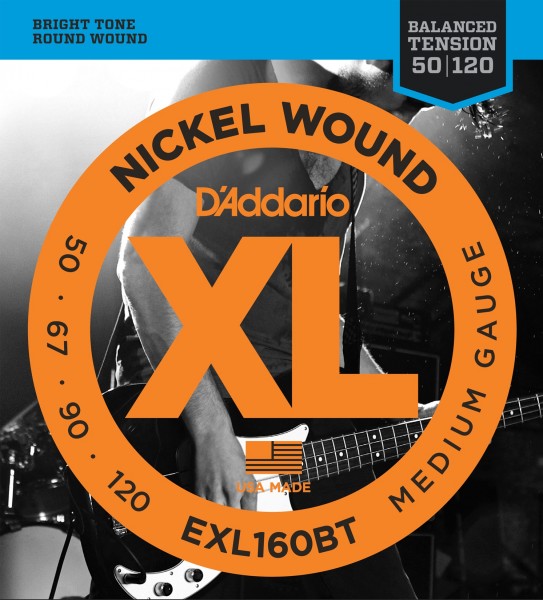 Струны для бас-гитары D'Addario EXL160BT - Струны БАС long 050-120 - фото 1