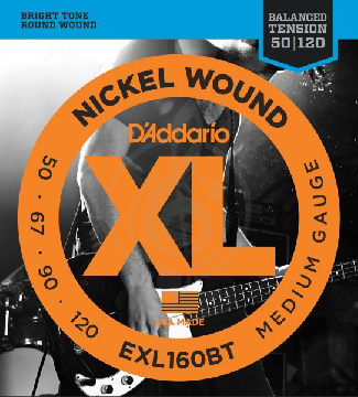 Струны для бас-гитары D'Addario EXL160BT - Струны БАС long 050-120 - фото 1