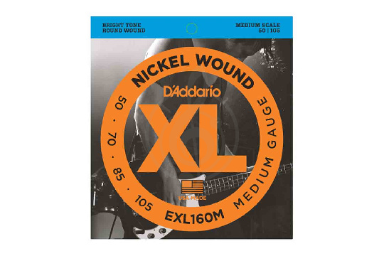 D'Addario EXL160M Nickel Wound Комплект струн для бас-гитары, Medium, 50-105, Medium Scale - фото 1 Струны для бас-гитары D'Addario EXL160M Nickel Wound Комплект струн для бас-гитары, Medium, 50-105, Medium Scale - фото 1