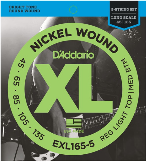 Струны для бас-гитары D'Addario EXL165-5 Струны для бас-гитары 45-135 - фото 1