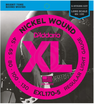 Струны для бас-гитары D'Addario EXL170-5 - Струны для 5-струнной бас-гитары 45-130 - фото 1