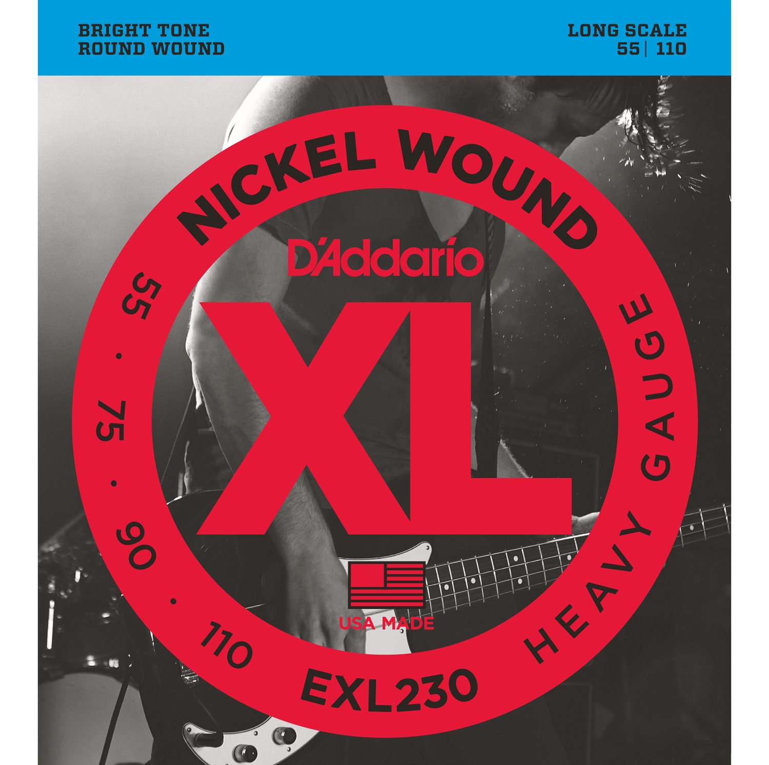 Струны для бас-гитары D'Addario EXL230 - Струны БАС super soft long, 055-110. - фото 1