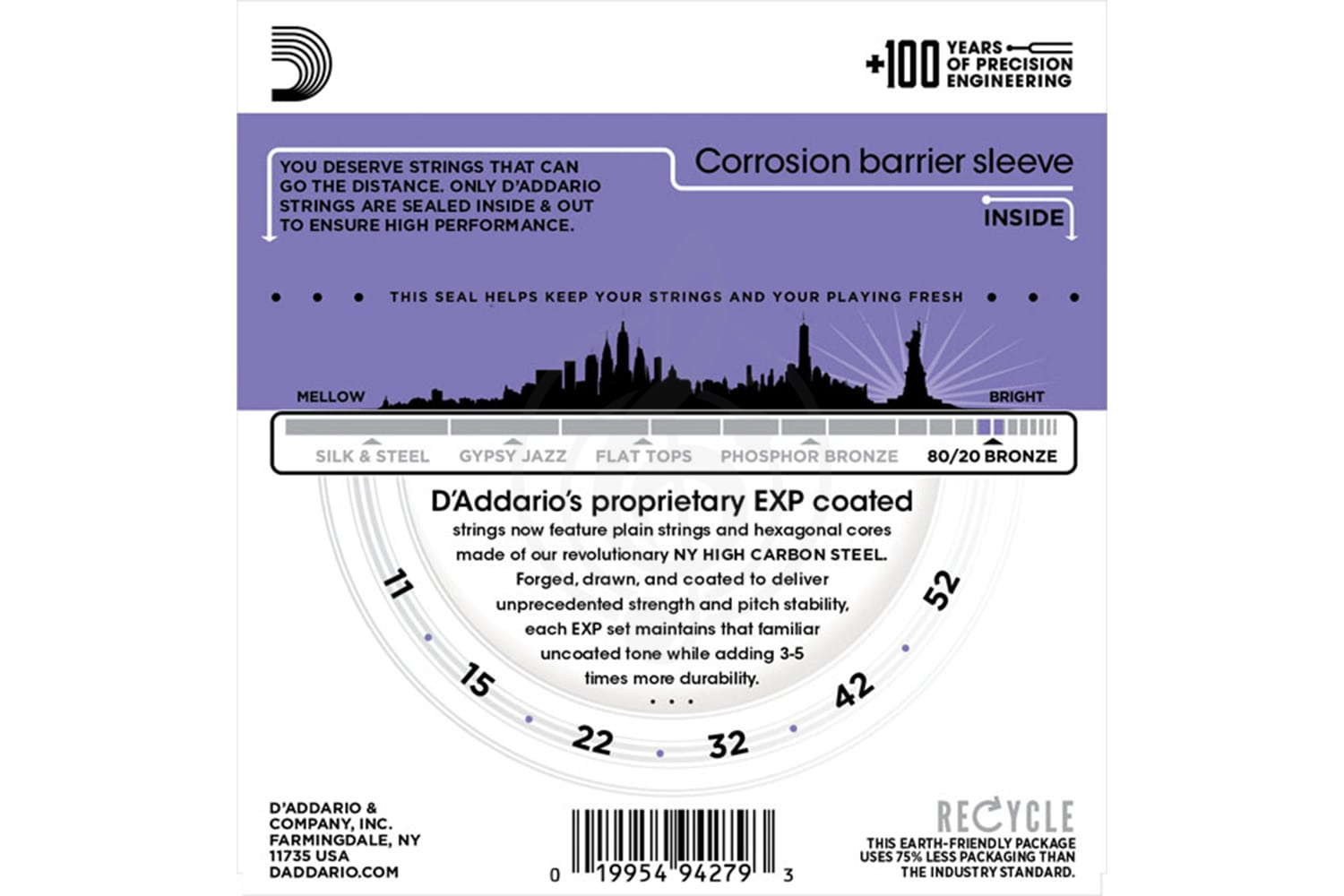 Струны для акустической гитары D'ADDARIO EXP13 - Струны для акустической гитары - фото 2