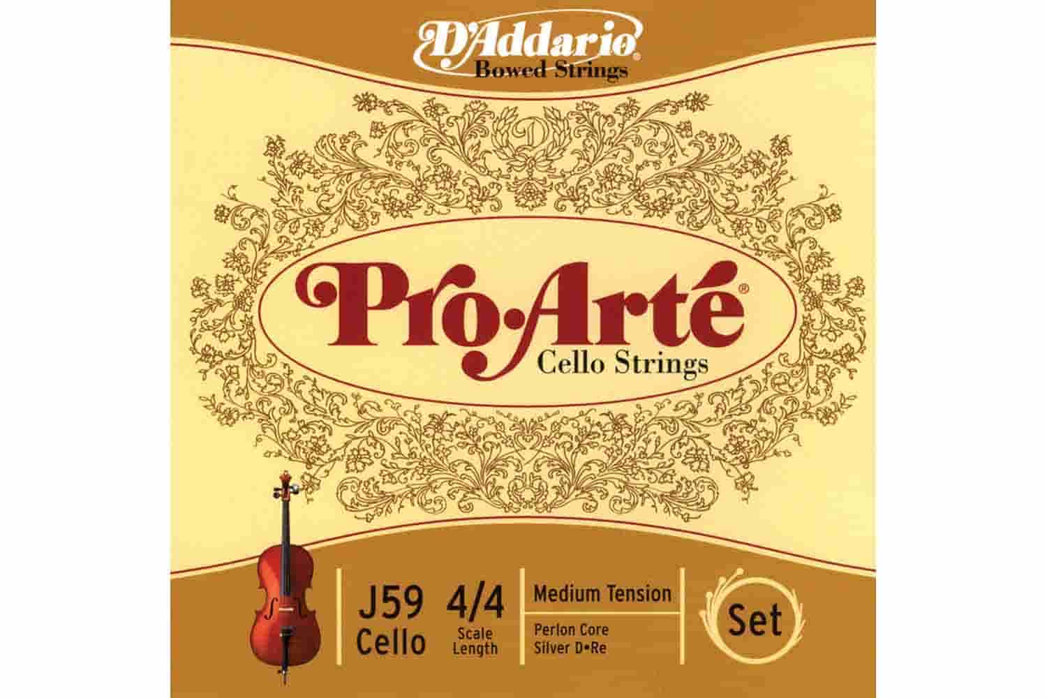  D'Addario J59-4/4M Pro-Arte - Комплект струн для виолончели 4/4, среднее натяжение - фото 1