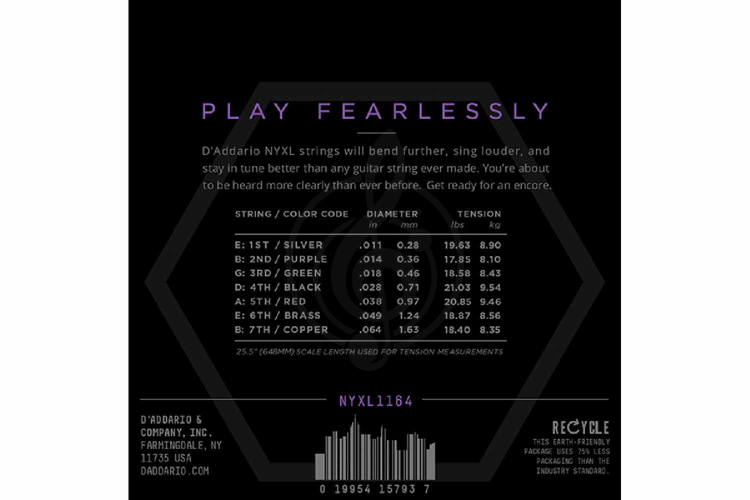 Струны для электрогитары D'Addario NYXL1164 NYXL - Комплект струн для 7-струнной электрогитары - фото 2