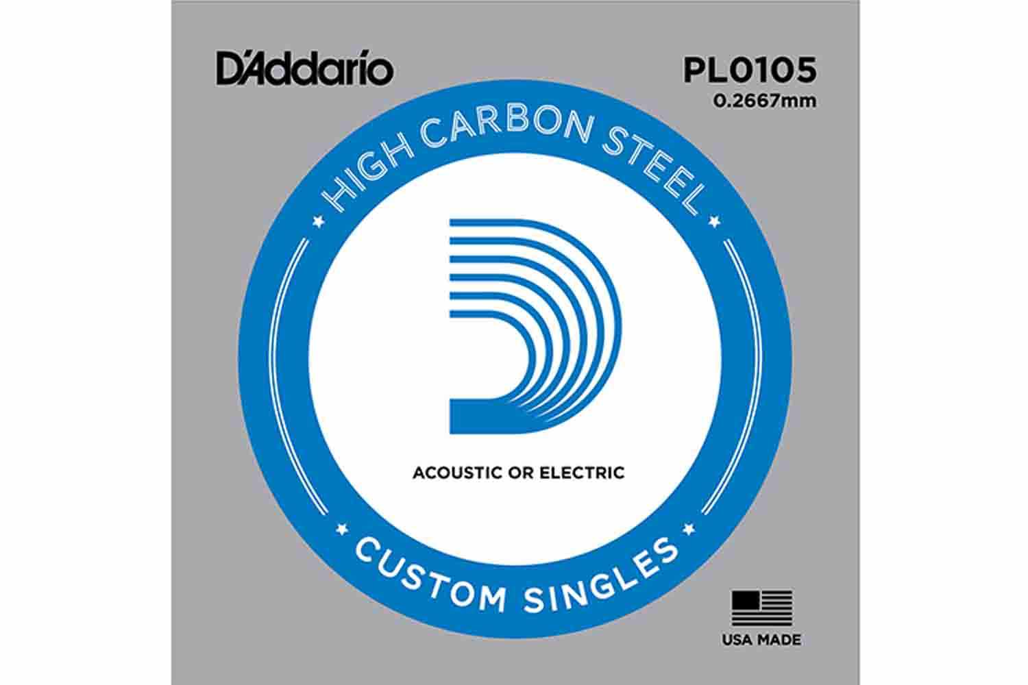 Струны для электрогитары D`Addario PL010 PLAIN STEEL - Отдельная стальная струна без обмотки - фото 1