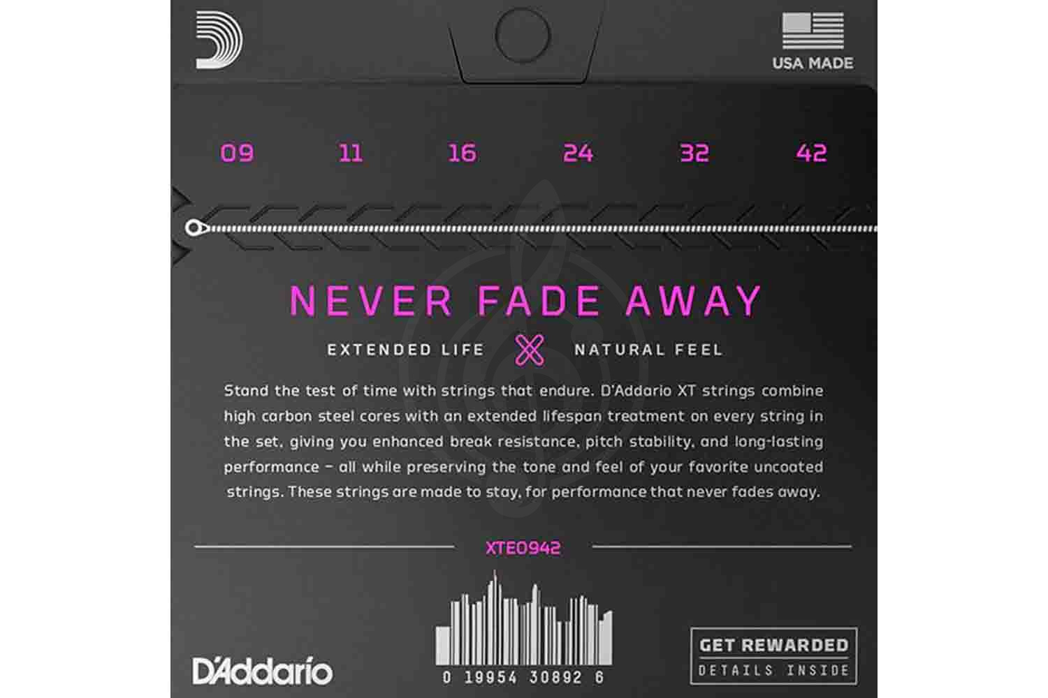 Струны для электрогитары D`Addario XTE0942 XT Комплект струн для электрогитары, никелированные, 9-42, с покрытием - фото 2
