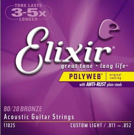 Струны для акустической гитары Elixir 11025 POLYWEB, струны для акустической гитары 11-52 - фото 1