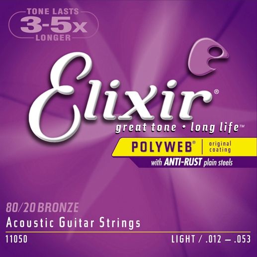 Струны для акустической гитары Elixir 11050 POLYWEB, струны для акустической гитары 12-53 - фото 1