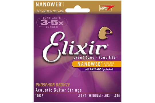 Elixir Light-Medium NANOWEB 16077 - Комплект струн для акустической гитары - фото 1 Струны для акустической гитары Elixir Light-Medium NANOWEB 16077 - Комплект струн для акустической гитары - фото 1