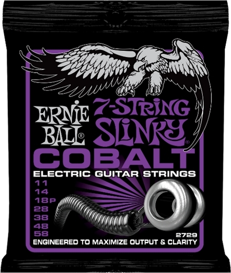 Струны для электрогитары Ernie Ball 2729 струны для 7стр. эл.гитары Cobalt Electric Power Slinky 7 (11-58) - фото 1