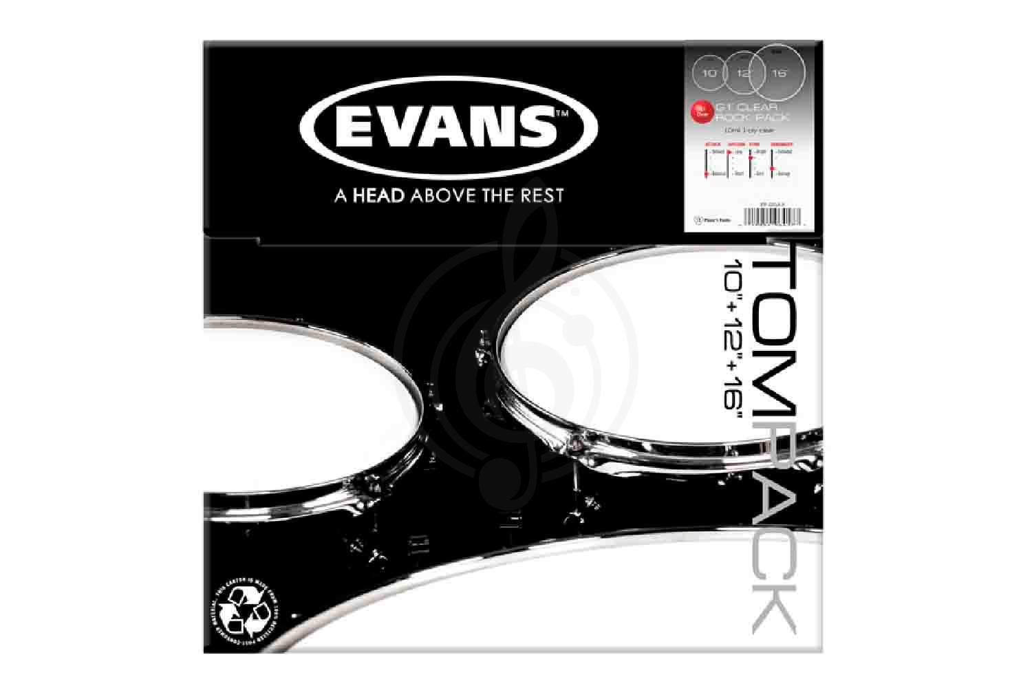 Пластик в комплекте Evans ETP-G1CLR-R G1 Clear Rock - Набор пластика для том барабана 10", 12", 16" - фото 2