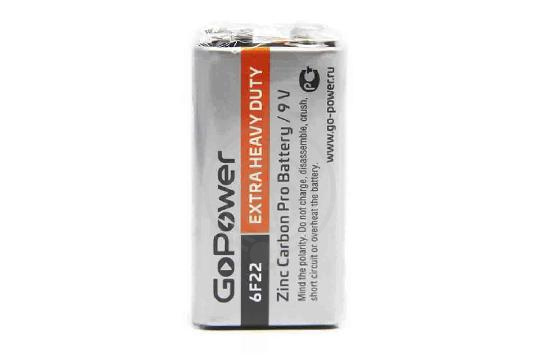 Изображение GoPower Carbon Zinc PRO - Элемент питания Крона 6F22 9В, солевой