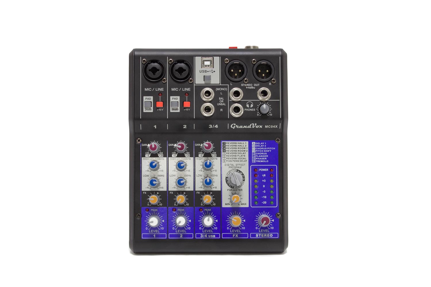 Аналоговый микшер GrandVox MC-04X USB Микшерный пульт аналоговый  - фото 1