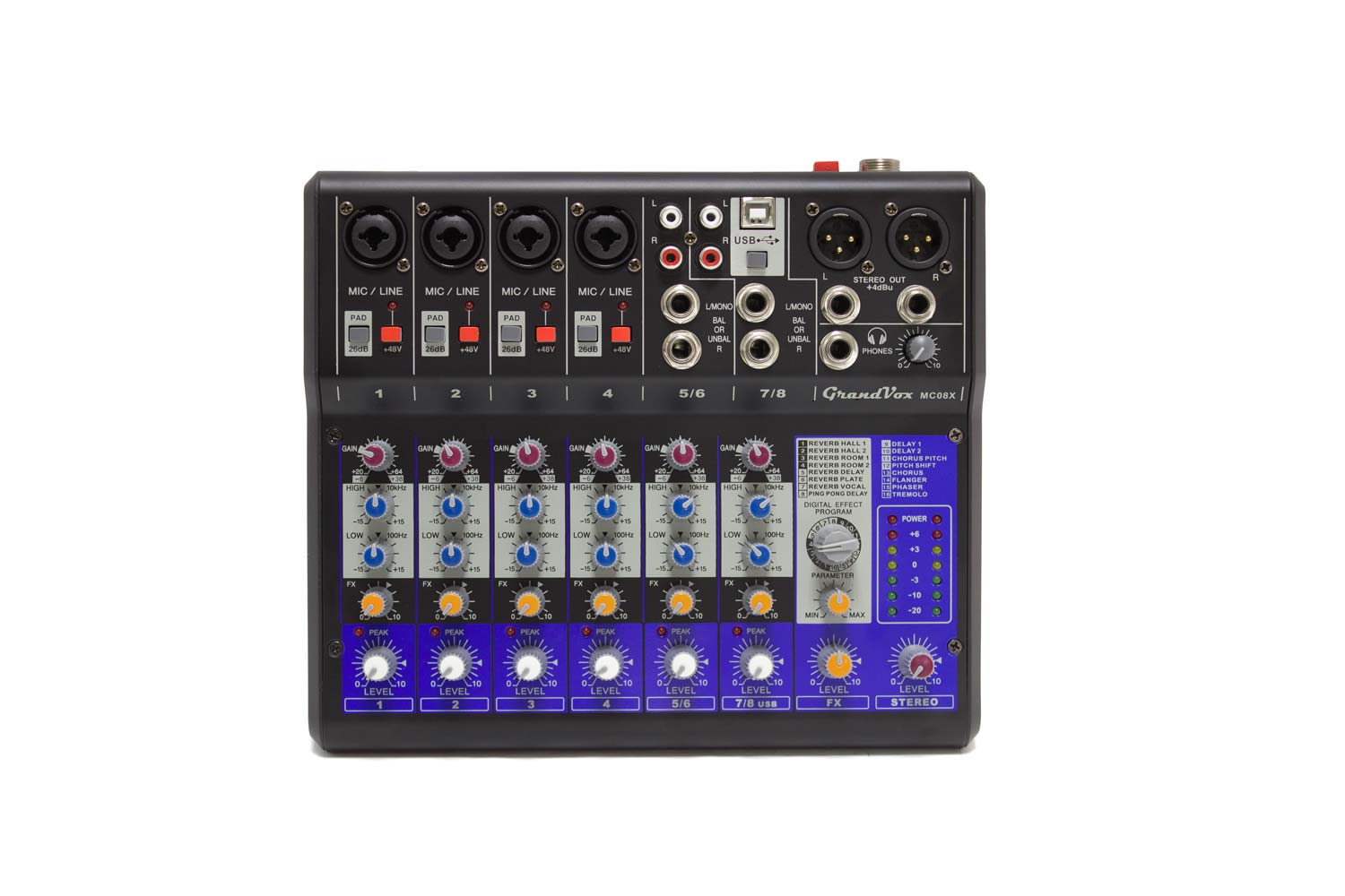 Аналоговый микшер GrandVox MC-08X USB Микшерный пульт аналоговый  - фото 1
