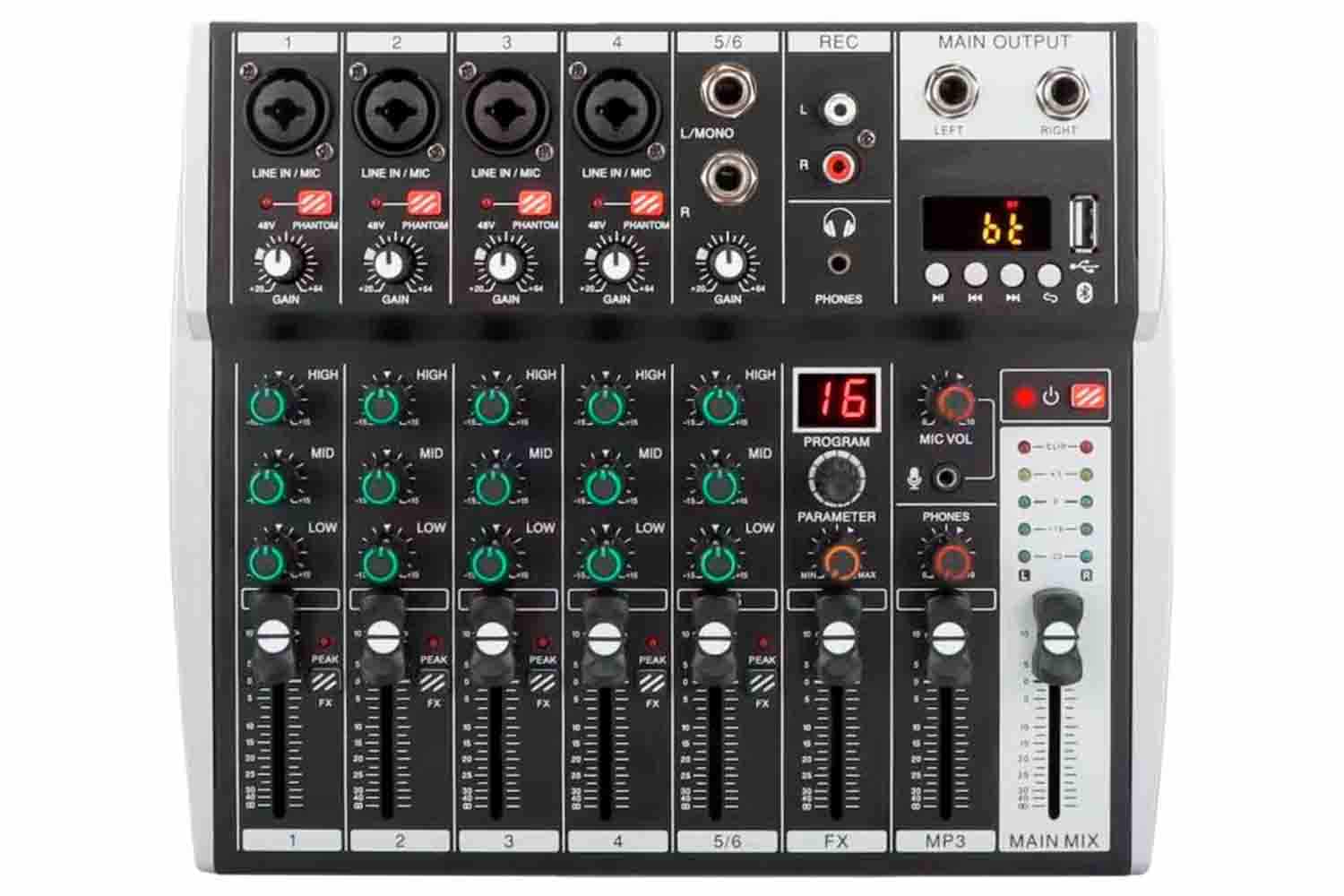 Аналоговый микшер GrandVox MF-06BT - Микшерный пульт аналоговый - фото 1