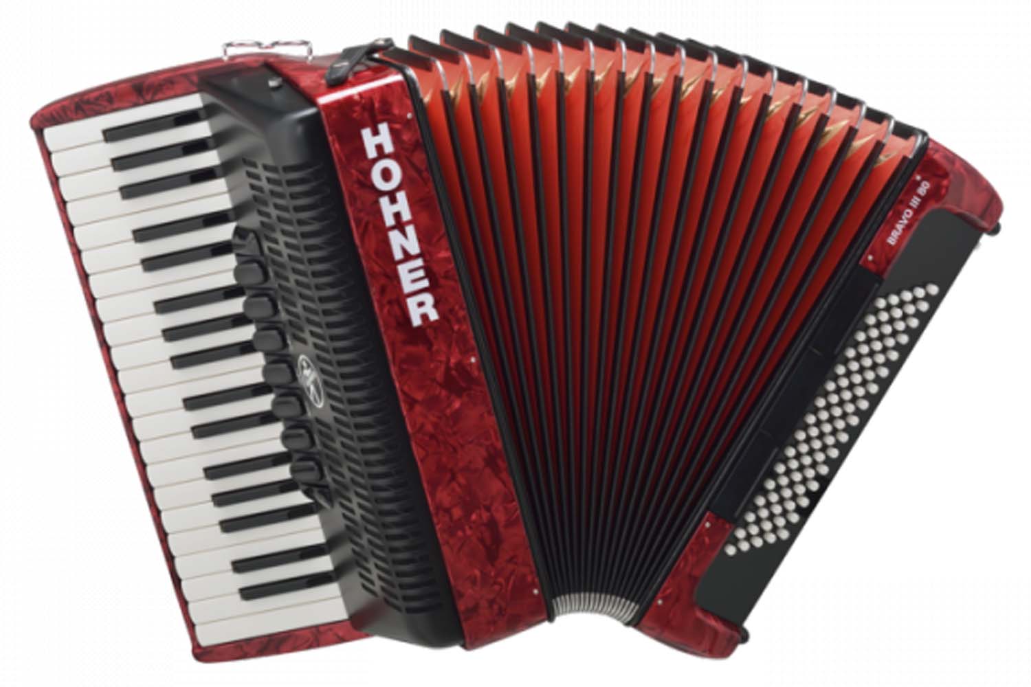 Аккордеон 3/4 Hohner A4043 (A16431) BRAVO III 80 Red Аккордеон - фото 1