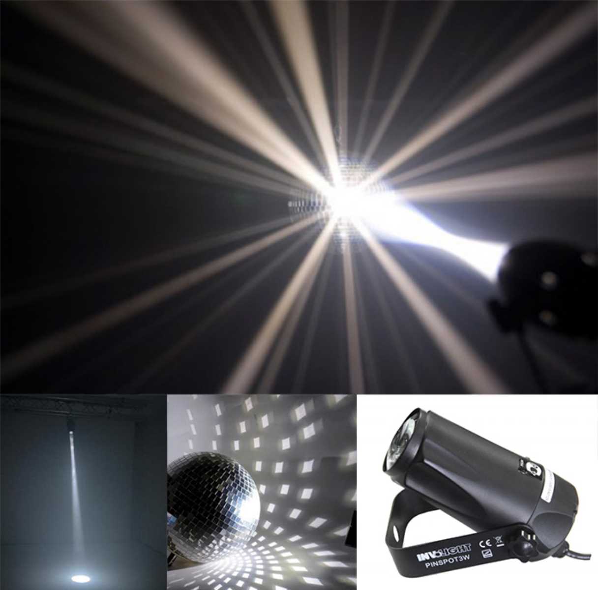 Зеркальный шар Involight PINSPOT3W - узконаправленный светодиодный прожектор 3 Вт - фото 1