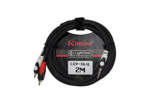 Y-кабель Kirlin LGY-364L-2M/BK 24AWG - кабель соединительный Jack 3,5 мм на 2 RCA - фото 1