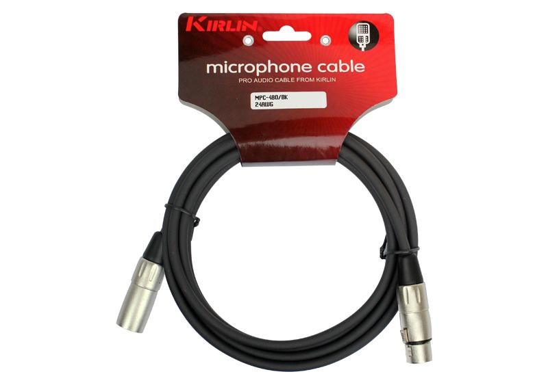 XLR-XLR микрофонный кабель Kirlin MPC-480-6M/BK 24AWG - кабель микрофонный XLR M - XLR F, 6 метров - фото 1