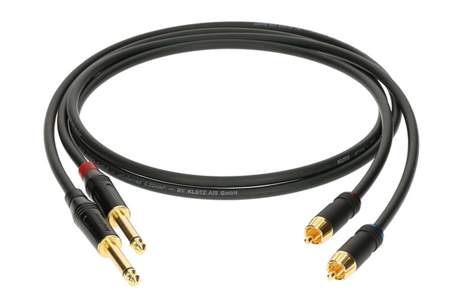 Спикерный кабель Klotz AL-RP0030 Кабель акустический RCA-Jack 6,35мм, 30см, 2шт - фото 1