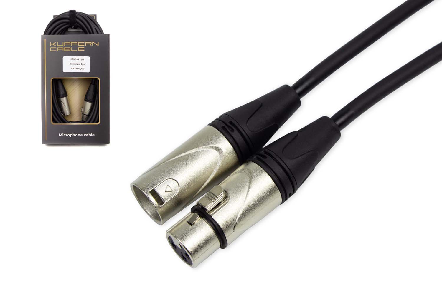 XLR-XLR микрофонный кабель KUPFERN KFMC04 7.5M - Шнур микрофонный XLR мама-XLR папа - фото 1