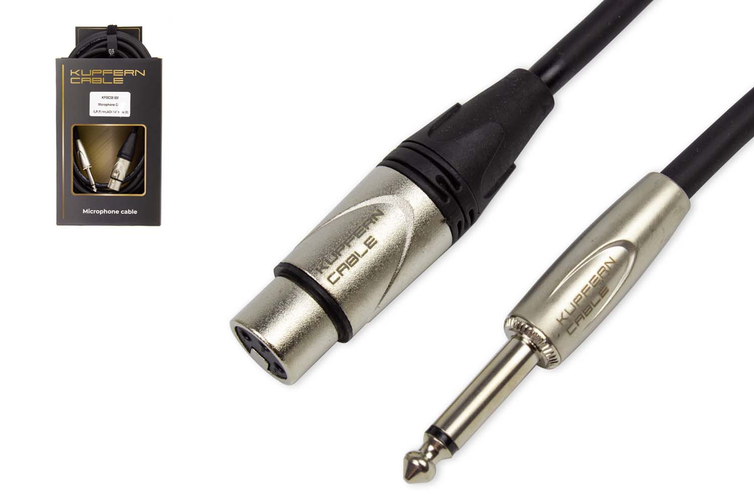 XLR-Jack микрофонный кабель KUPFERN KFMC08 6M - Шнур микрофонный XLR мама -  Jack 1/4 mono папа - фото 1