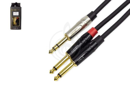 Изображение KUPFERN KFYC10 3M - Шнур аудио stereo Jack 1/4 - 2 х mono Jack 1/4