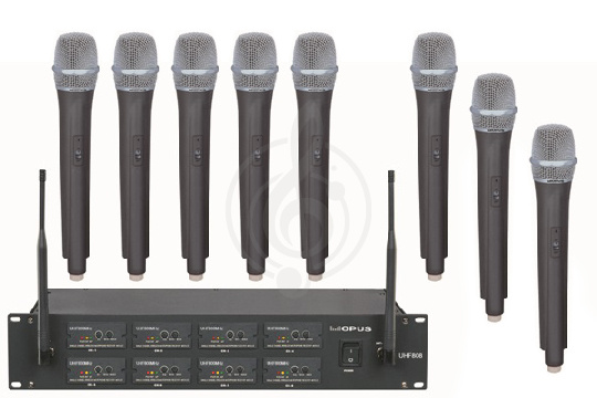 OPUS UHF 808HH радиосистема ручная с 8 микрофономи, частота 500-900 MHz, алюминевый кейс - фото 1 Радиосистема с ручным передатчиком OPUS UHF 808HH радиосистема ручная с 8 микрофономи, частота 500-900 MHz, алюминевый кейс - фото 1