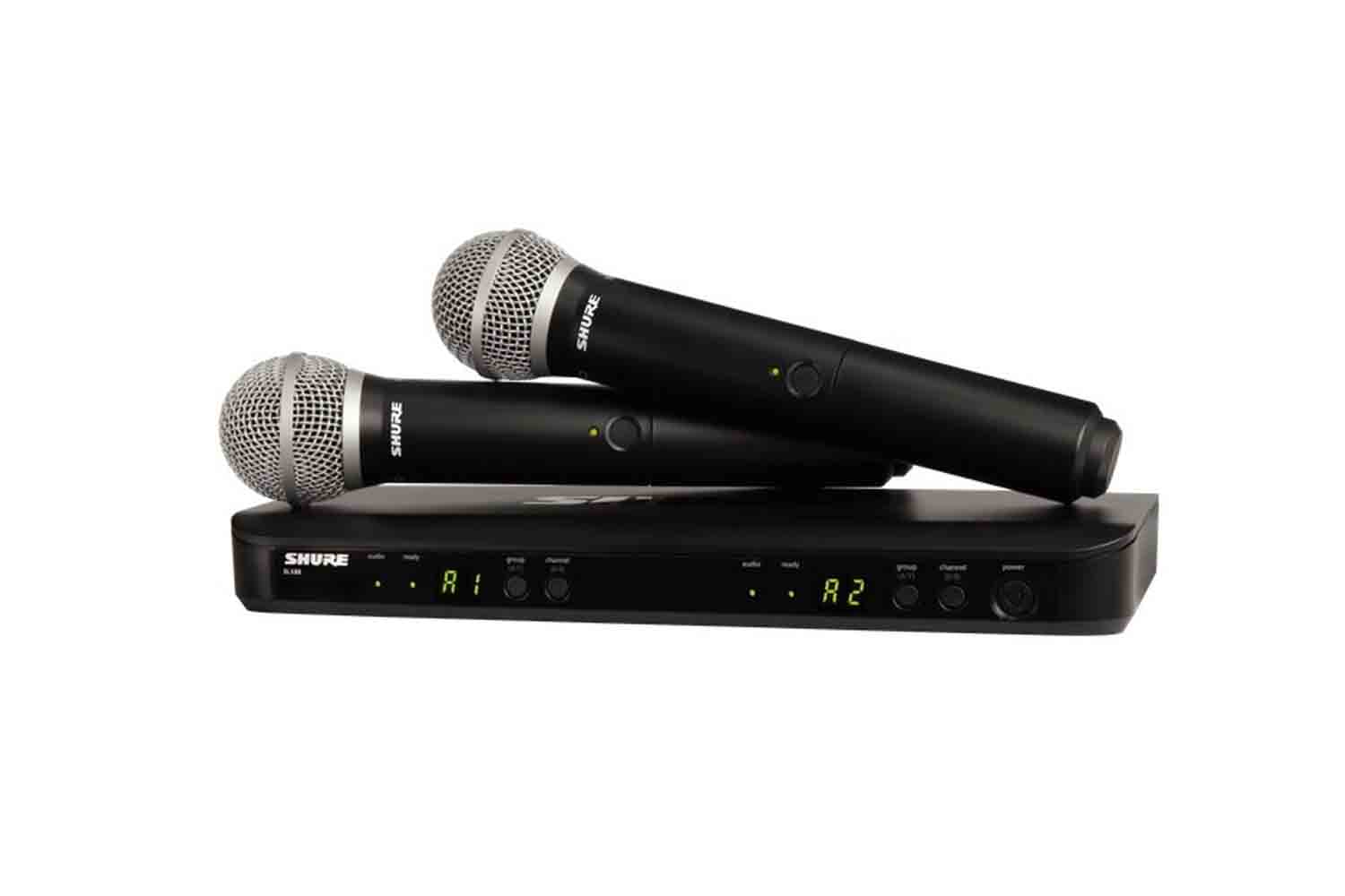 Радиосистема с ручным передатчиком SHURE BLX288E/PG58 M17 вокальная двухканальная радиосистема с ручными передатчиками PG58 - фото 1