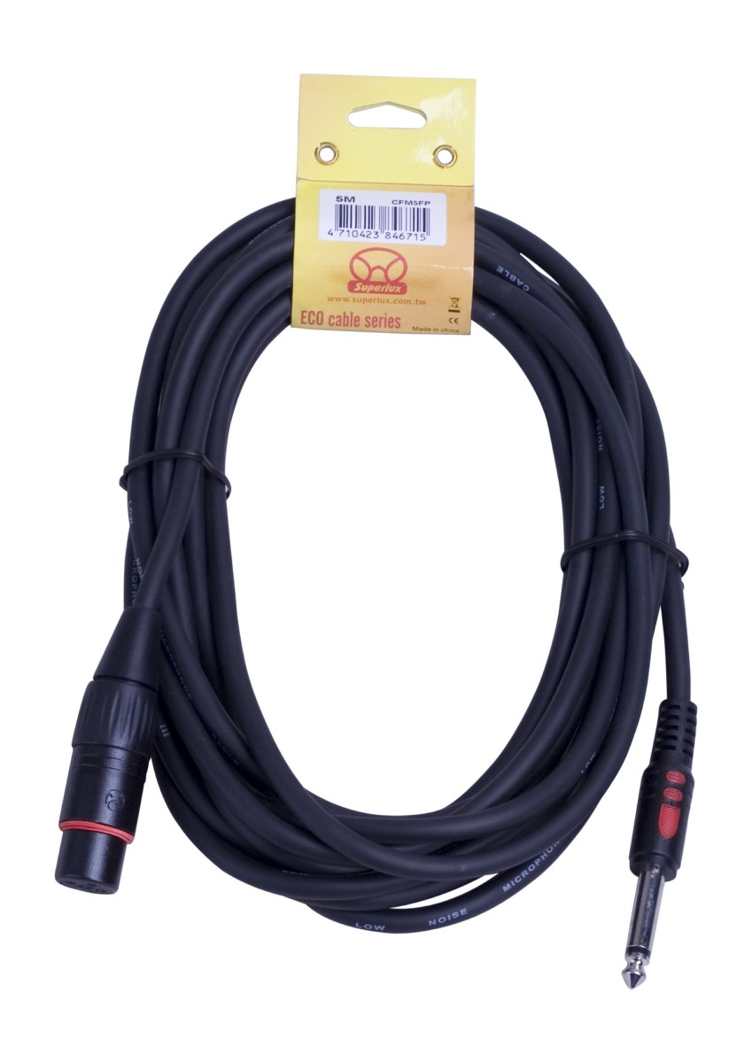 XLR-Jack микрофонный кабель Superlux CFM5FP Микрофонный кабель небалансный 5м - фото 1