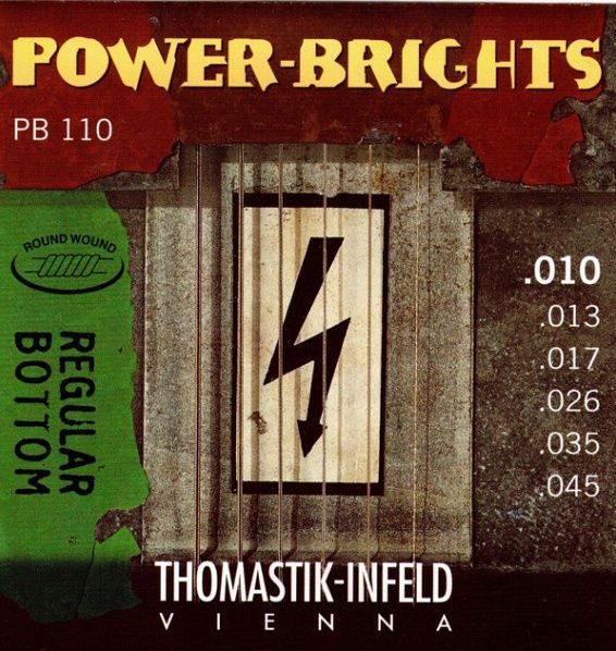 Струны для электрогитары Thomastik PB110 Power-Brights, Regular Bottom - Комплект струн для электрогитары, 10-45 - фото 1