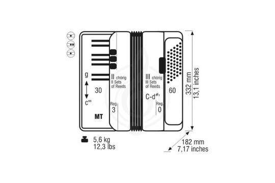 Аккордеон 1/2 Weltmeister Rubin 30/60/II/3 Аккордеон, цвет красный - фото 3