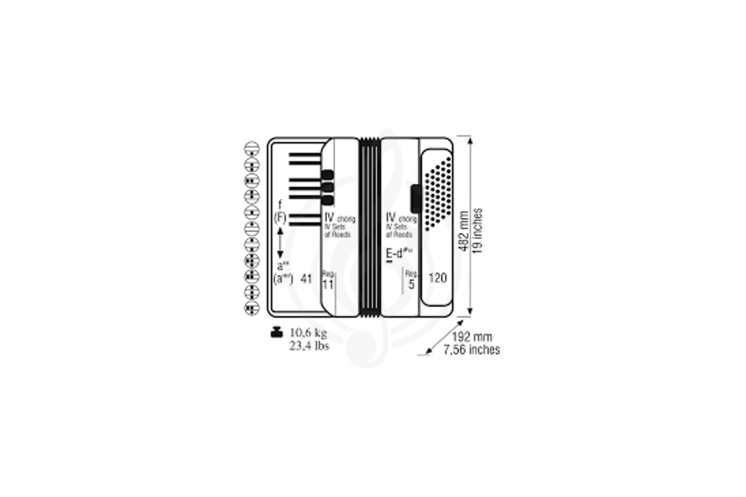 Аккордеон 4/4 Weltmeister Saphir IR (Black) Аккордеон 41/120/IV/11/5 11 регистров в правой клавиатуре, 5 басовых  - фото 3